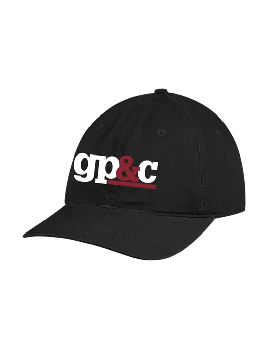 Garment Washed Unstructured Twill Black Cap w/GP&C Logo