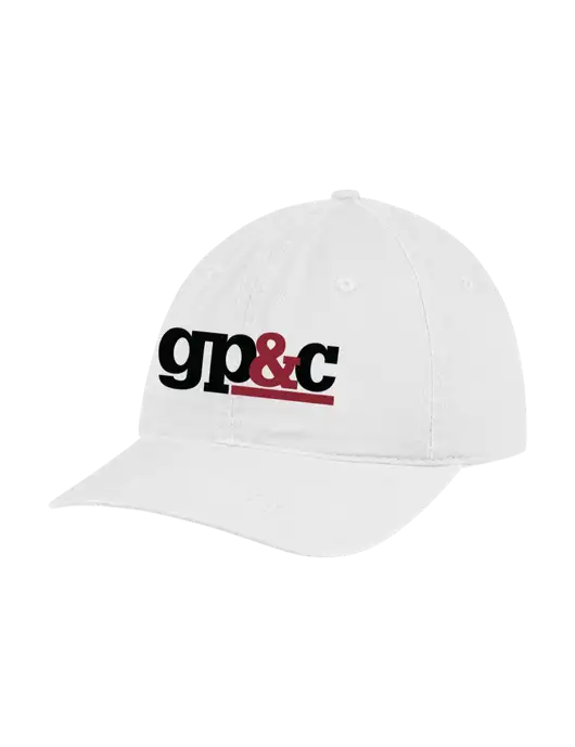 Garment Washed Unstructured Twill White Cap w/GP&C Logo