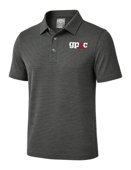 Callaway Black Fine Line Stripe Polo w/GP&C Logo