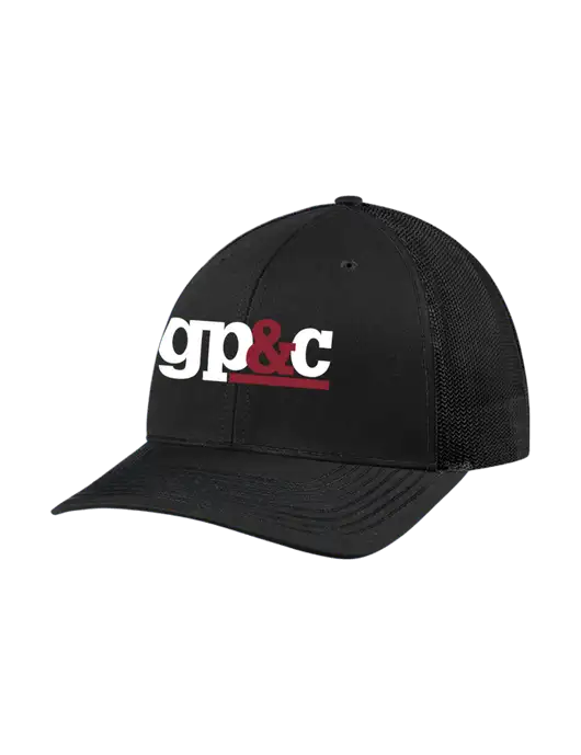 Richardson Adjustable Snapback Original 112 Trucker Cap Black w/Black Mesh w/GP&C Logo