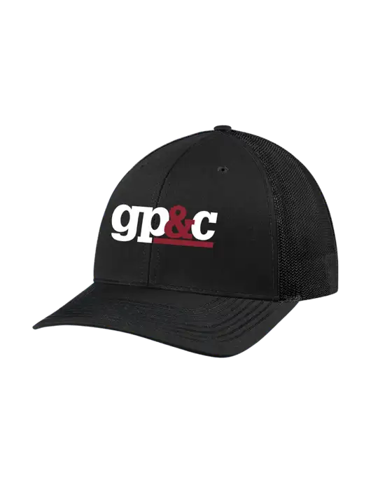 Richardson Adjustable Snapback Original 112 Trucker Cap Black w/Black Mesh w/GP&C Logo