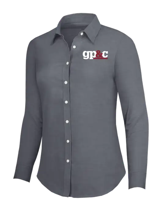 Dark Grey Womens SuperPro Oxford Shirt w/GP&C Logo