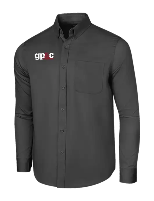 Long Sleeve Dark Grey Superpro React Twill Shirt w/GP&C Logo