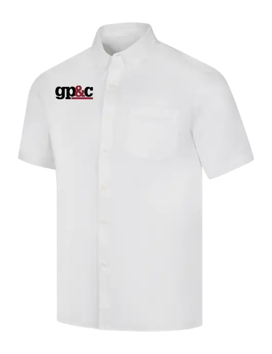 Short Sleeve White Superpro React Twill Shirt w/GP&C Logo