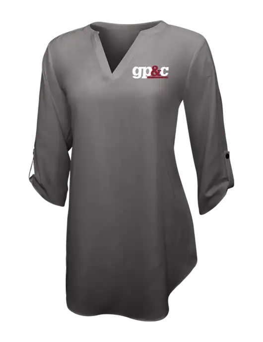 Dark Grey Womens 3/4 Sleeve Tunic Blouse w/GP&C Logo