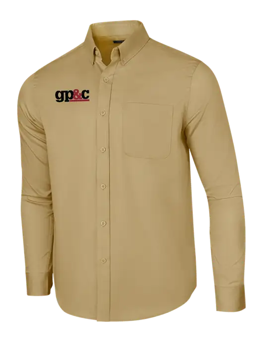 Long Sleeve Dark Tan Superpro React Twill Shirt w/GP&C Logo