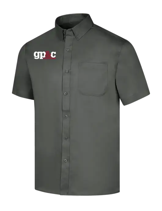 Short Sleeve Dark Grey Superpro React Twill Shirt w/GP&C Logo