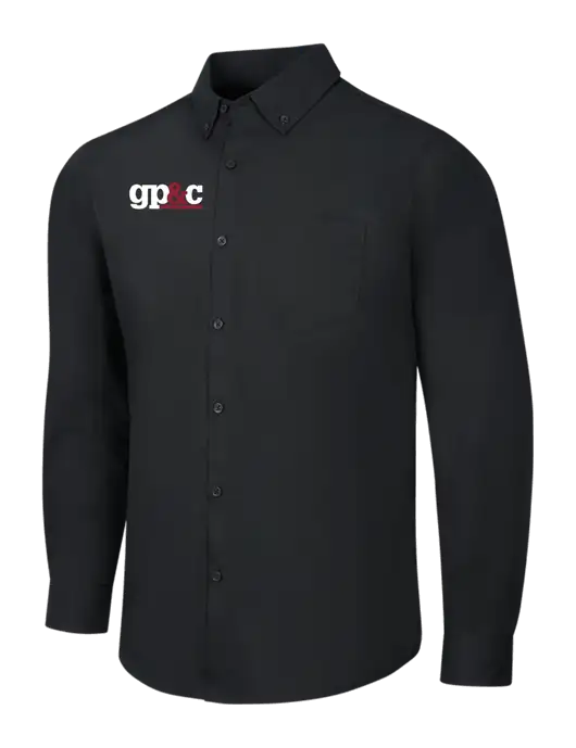 Black Long Sleeve Carefree Poplin Shirt w/GP&C Logo