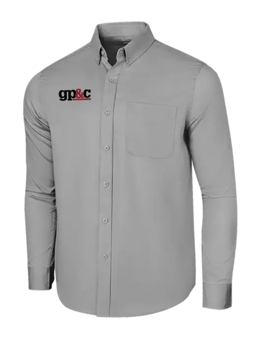 Long Sleeve Light Grey Superpro React Twill Shirt w/GP&C Logo