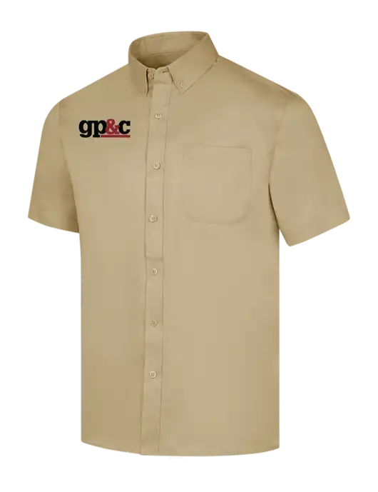 Short Sleeve Dark Tan Superpro React Twill Shirt w/GP&C Logo