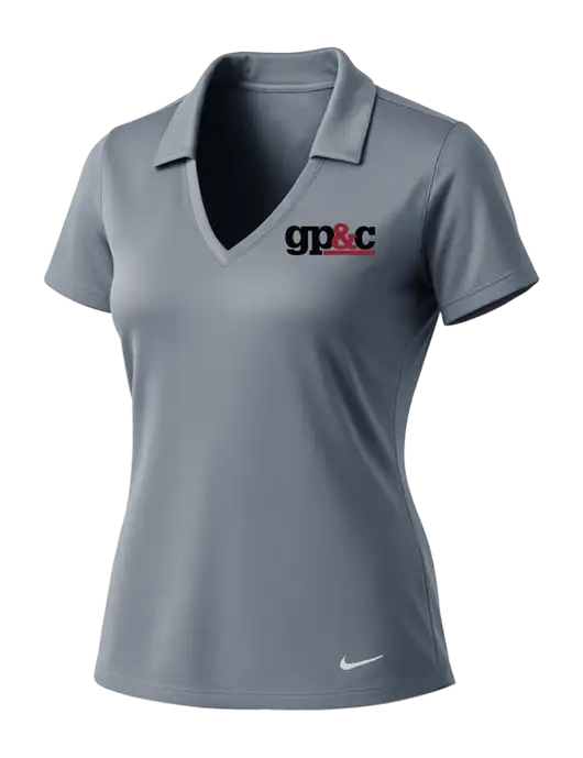 NIKE Medium Grey Womens Dri-Fit Vertical Mesh Polo w/GP&C Logo