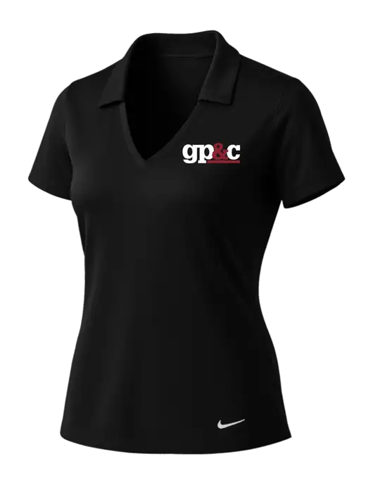 NIKE Black Womens Dri-Fit Vertical Mesh Polo w/GP&C Logo
