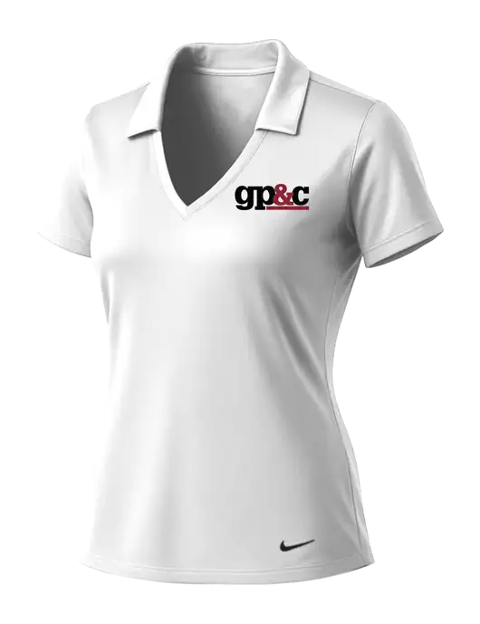 NIKE White Womens Dri-Fit Vertical Mesh Polo w/GP&C Logo