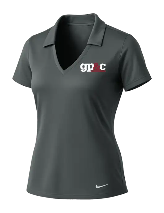 NIKE Dark Grey Womens Dri-Fit Vertical Mesh Polo w/GP&C Logo