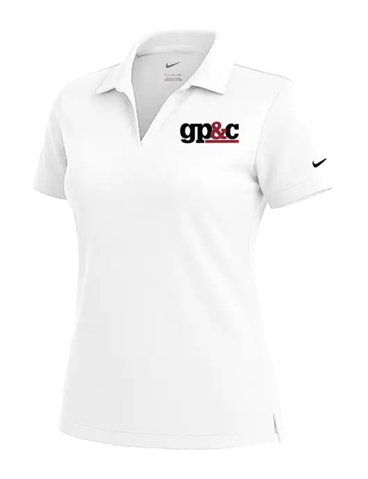 NIKE White Womens Dri-Fit Micro Pique Polo w/GP&C Logo