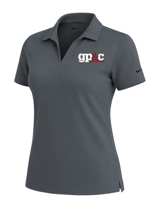 NIKE Dark Grey Womens Dri-Fit Micro Pique Polo w/GP&C Logo