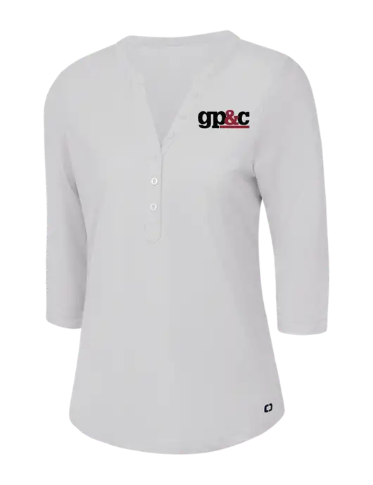 OGIO Bright White Jewel Henley w/GP&C Logo