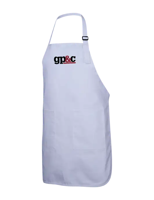 Full-Length White Apron With Pockets w/GP&C Logo