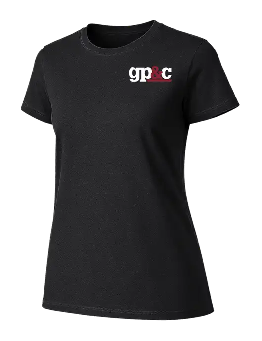 Womens Ring Spun Jet Black 4.5 oz T-Shirt w/GP&C Logo