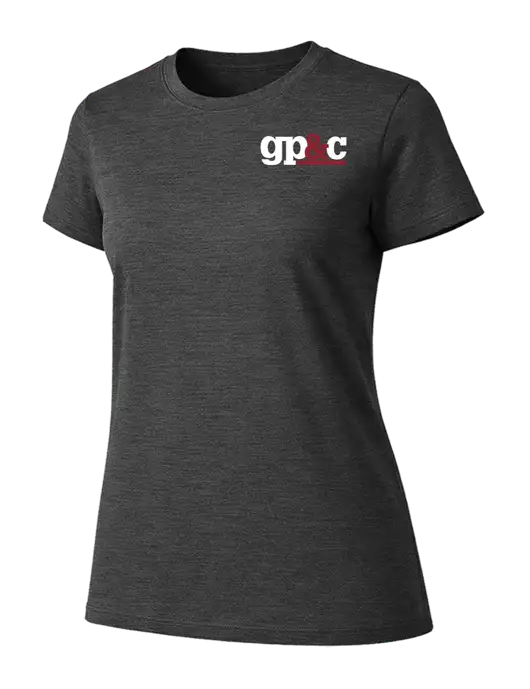Womens Ring Spun Dark Heather Grey 4.5 oz T-Shirt w/GP&C Logo