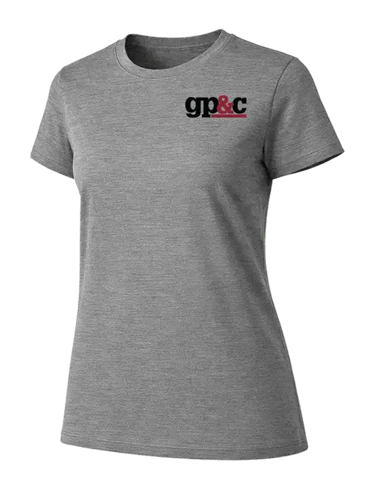 Womens Ring Spun Light Grey Heather 4.5 oz T-Shirt w/GP&C Logo