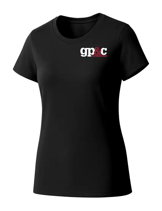 Womens Seriously Soft Black T-Shirt w/GP&C Logo