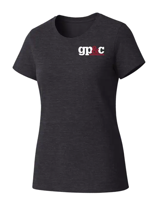 Womens Seriously Soft Heathered Charcoal T-Shirt w/GP&C Logo