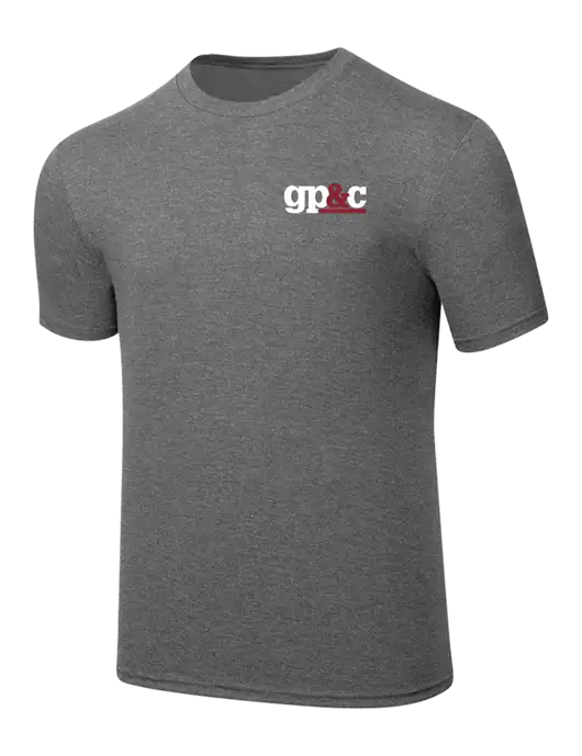 Simply Soft Heathered Medium Grey 4.5oz  Poly/Combed Ring Spun Cotton T-Shirt w/GP&C Logo