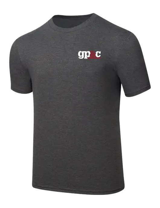 Simply Soft Heathered Charcoal 4.5oz  Poly/Combed Ring Spun Cotton T-Shirt w/GP&C Logo
