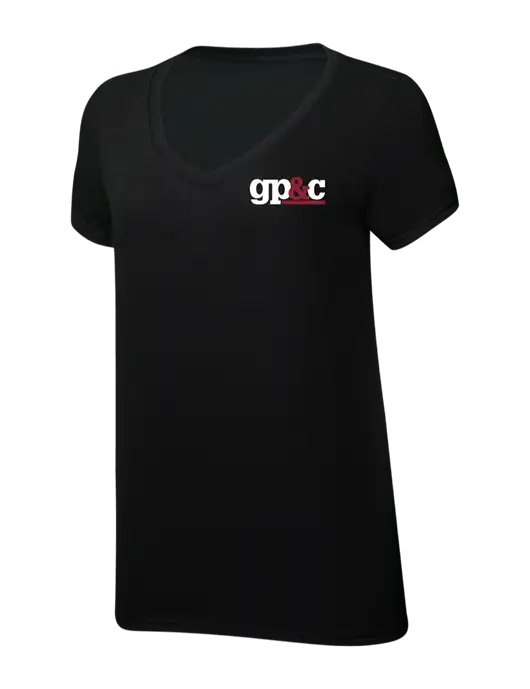 Womens Simply Soft V-Neck Black 4.5oz  Poly/Combed Ring Spun Cotton T-Shirt w/GP&C Logo