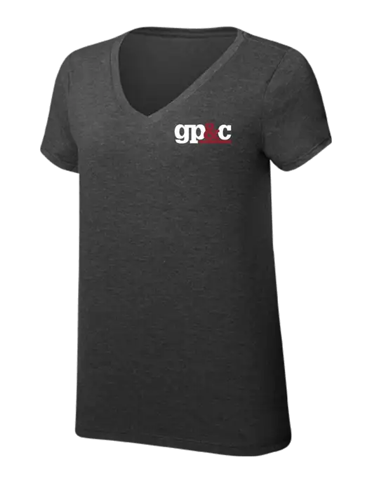 Womens Simply Soft V-Neck Black Frost 4.5oz  Poly/Combed Ring Spun Cotton T-Shirt w/GP&C Logo