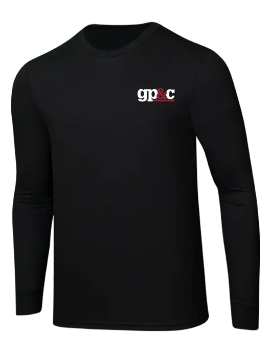 Simply Soft Long Sleeve Black 4.5 oz, Poly/Combed Ring Spun Cotton T-Shirt w/GP&C Logo