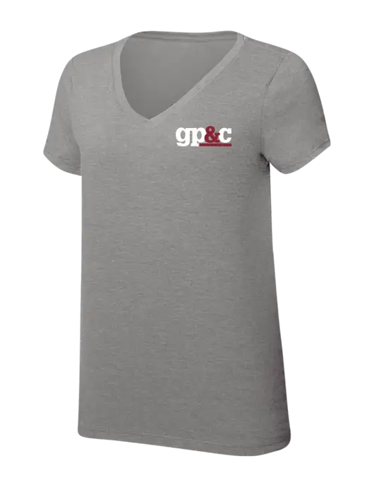 Womens Simply Soft V-Neck Grey Frost 4.5oz  Poly/Combed Ring Spun Cotton T-Shirt w/GP&C Logo