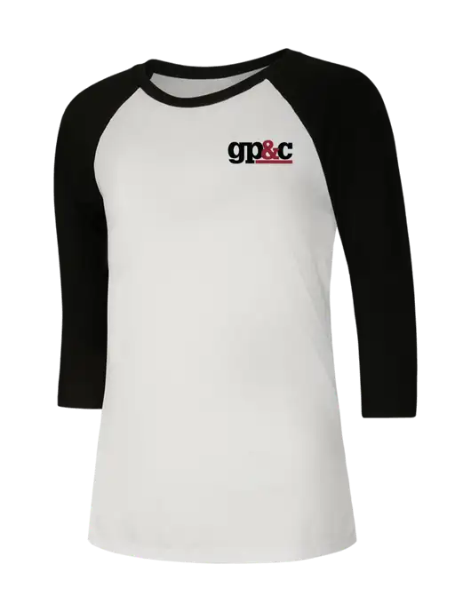 Womens Simply Soft 3/4 Sleeve Black/White Ring Spun Cotton T-Shirt w/GP&C Logo