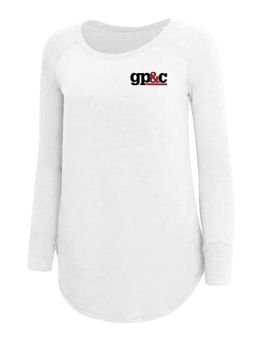 Womens Perfect Wide Collar Tunic Tri-Blend White 4.5 oz T-Shirt w/GP&C Logo
