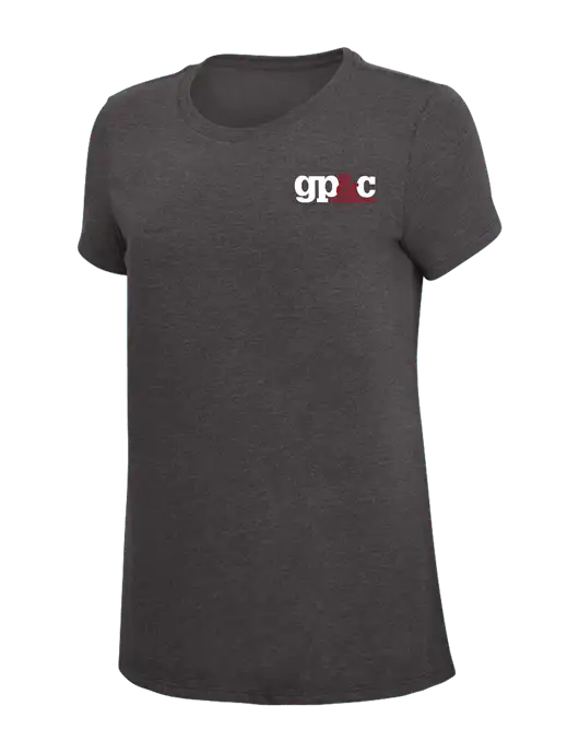 Womens Simply Soft Heather Charcoal 4.5oz  Poly/Combed Ring Spun Cotton T-Shirt w/GP&C Logo