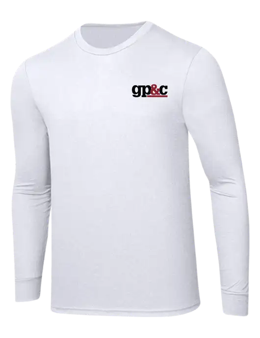 Simply Soft Long Sleeve White 4.5 oz, Poly/Combed Ring Spun Cotton T-Shirt w/GP&C Logo