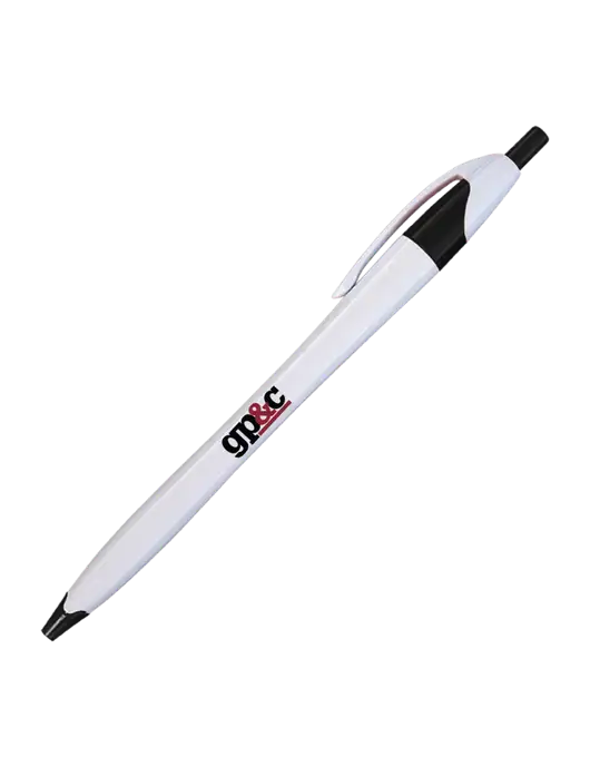 Novella White/Black Classic Pen - Blue Ink w/GP&C Logo