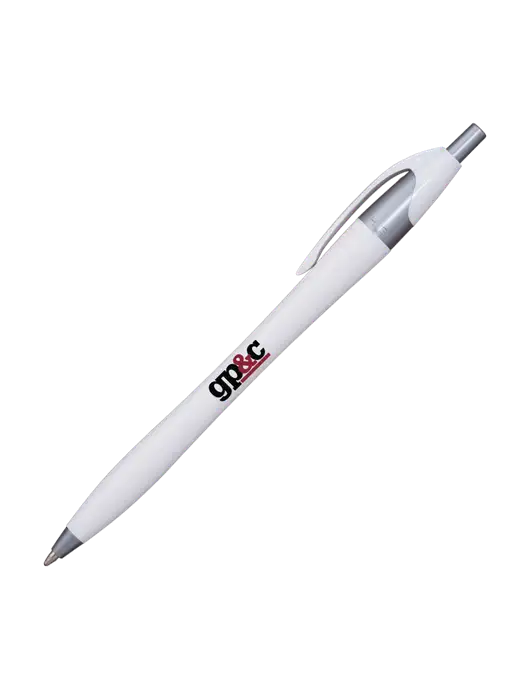 Novella White/Silver Shimmer Pen - Blue Ink w/GP&C Logo