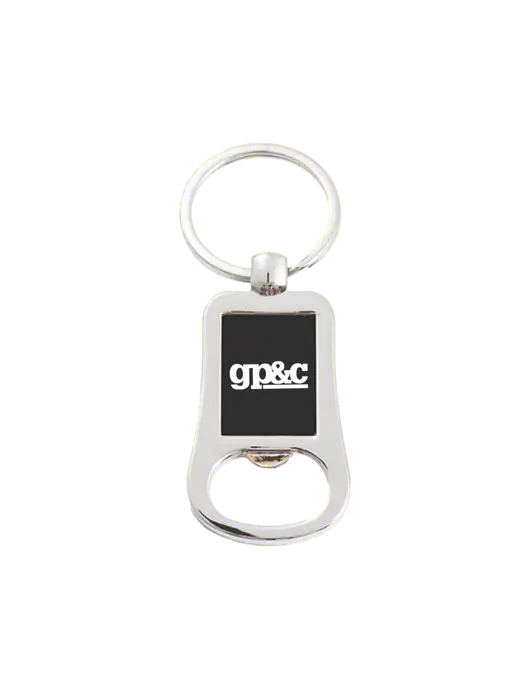 Silver & Black Bottle Opener Keychain w/GP&C Logo