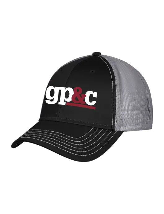 Black/Medium Dark Grey Mesh Trucker Cap Snap Back w/GP&C Logo