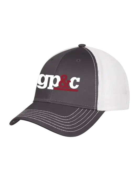 Dark Grey/White Mesh Trucker Cap Snap Back w/GP&C Logo