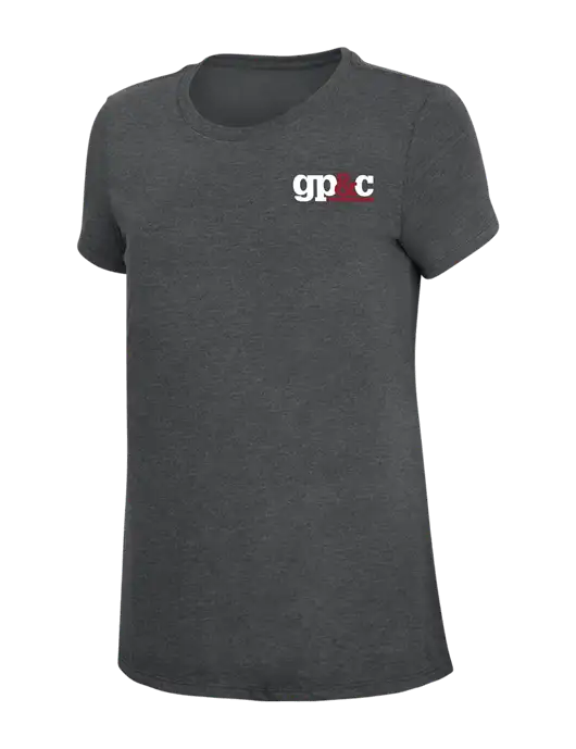 Womens Simply Soft Charcoal 4.5oz Poly/Combed Ring Spun Cotton T-Shirt w/GP&C Logo