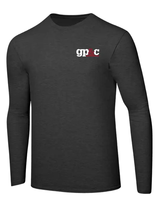 Ring Spun Dark Heather Grey 4.5 oz Long Sleeve T-Shirt w/GP&C Logo