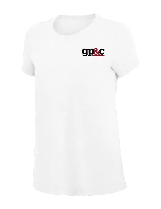 Womens Simply Soft White 4.5oz Poly/Combed Ring Spun Cotton T-Shirt
 w/GP&C Logo