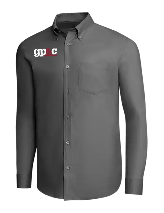 Brooks Brothers Dark Grey Wrinkle-Free Stretch Pinpoint Shirt w/GP&C Logo