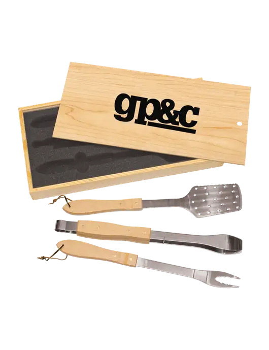 Wood BBQ Gift Set w/GP&C Logo