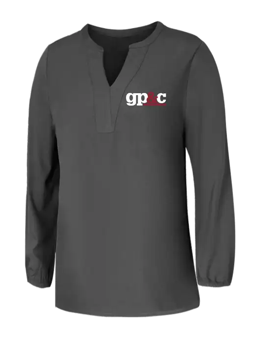 Mercer+Mettle Womens Dark Grey Stretch Crepe 3/4 Sleeve Blouse w/GP&C Logo