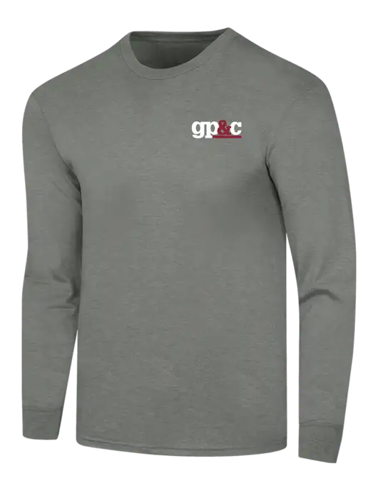 Simply Soft Long Sleeve Heathered Charcoal 4.5 oz, Poly/Combed Ring Spun Cotton T-Shirt w/GP&C Logo