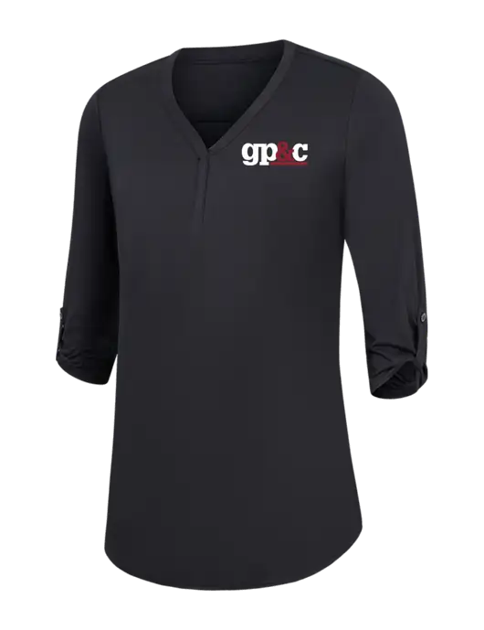 Womens Black City Stretch 3/4-Sleeve Tunic w/GP&C Logo